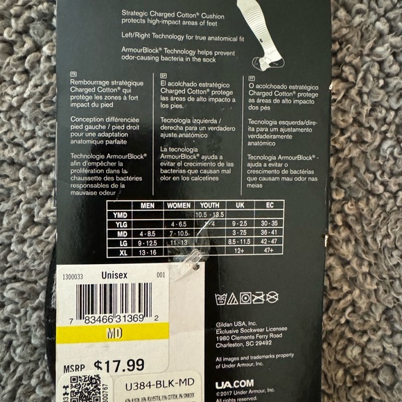Under Armour Socks Unisex Black/Gray New with Tags - Picture 2 of 4